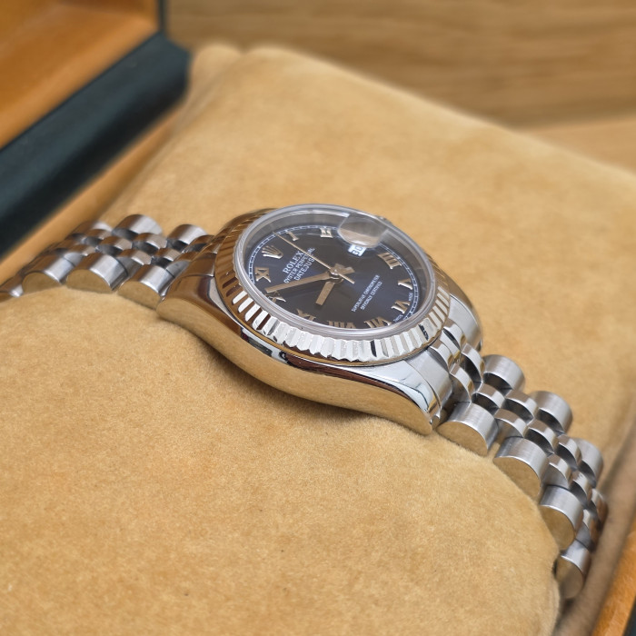 Rolex Lady-Datejust 26 Blu Roman Dial Jubilee 179174 Like New Full Set
